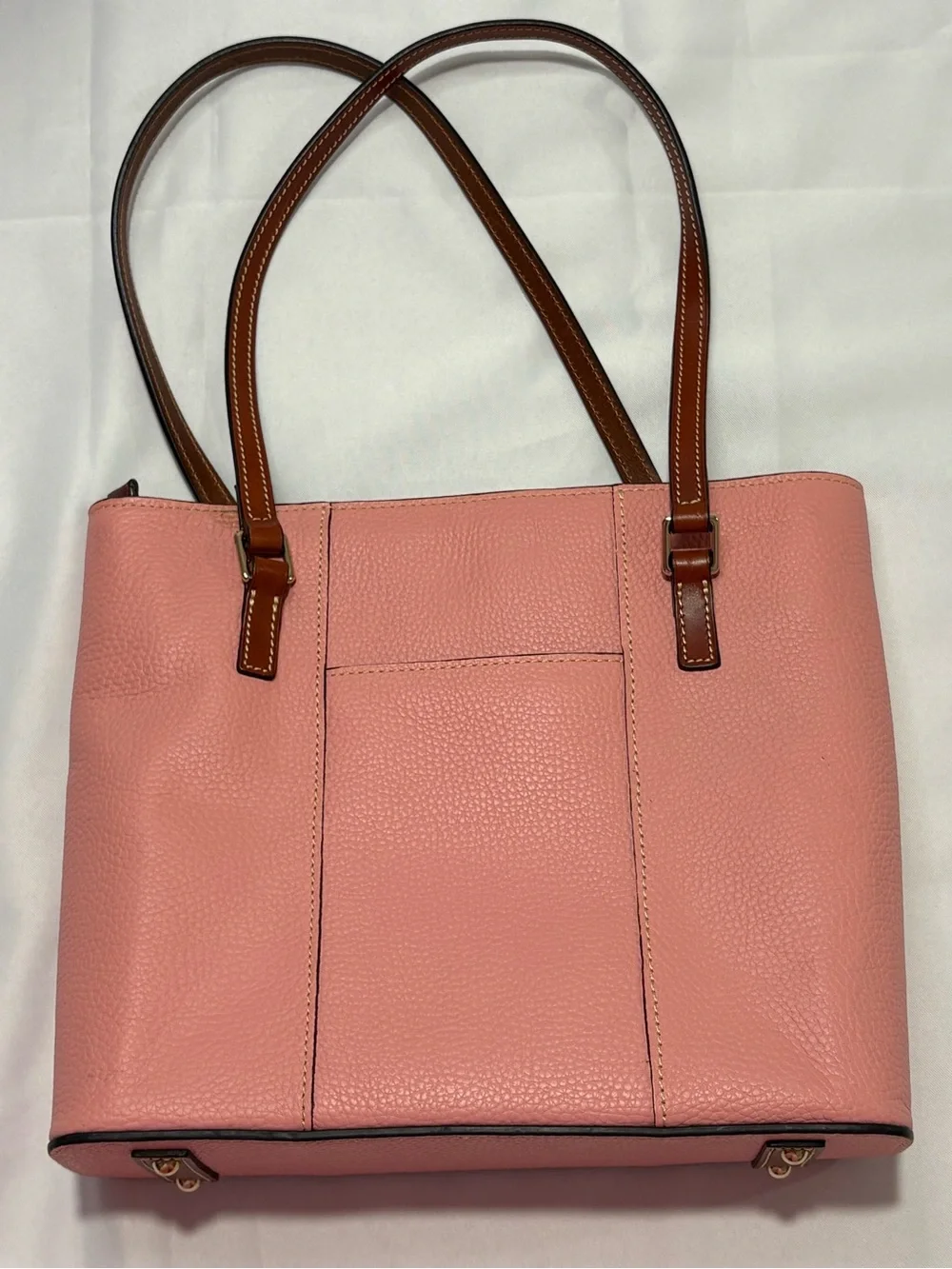 Dooney & Bourke Pink Pebbled Tote with Brown Handles